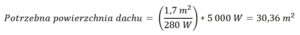 Fotowoltaiczne równenia na powierzchnię dachu dla paneli o określonej mocy